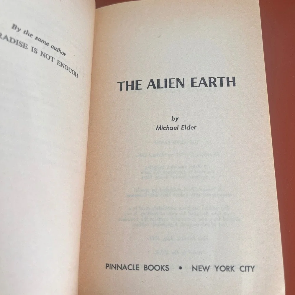 The Alien Earth Michael Elder 1971 Pinnacle Books First Print Sci-Fi Paperback